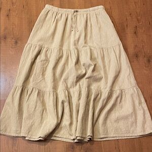 Sunset Tiered Peasant Maxi Skirt in Natural Beige